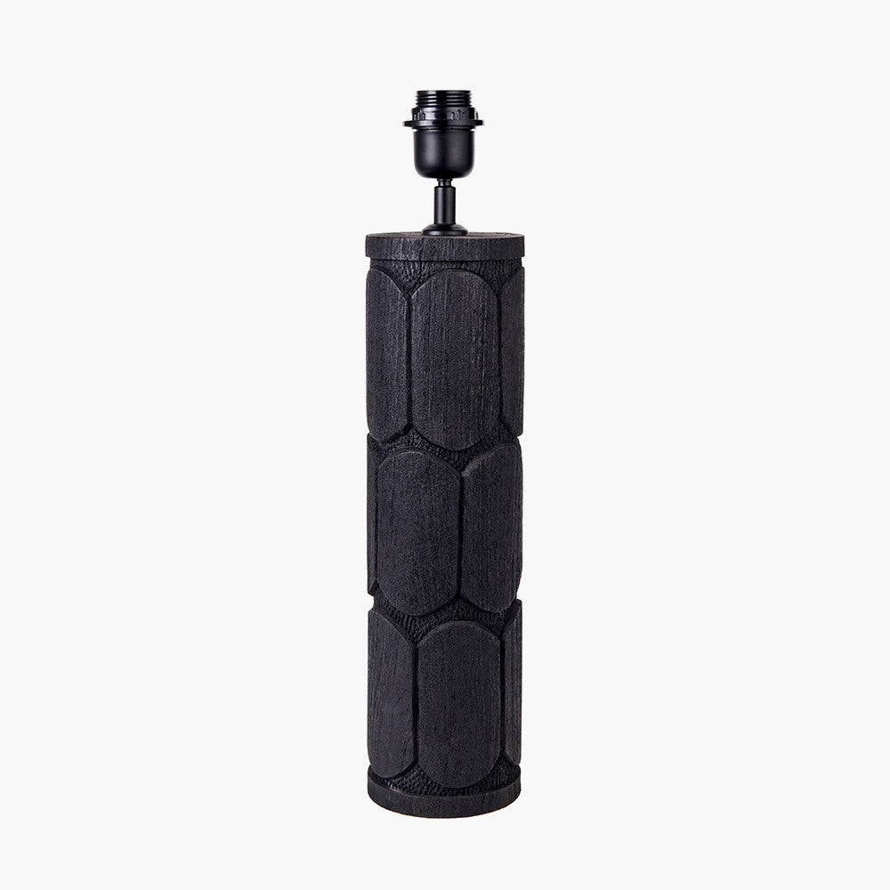 Aurelia Embossed Black Wood Tall Table Lamp - Base Only